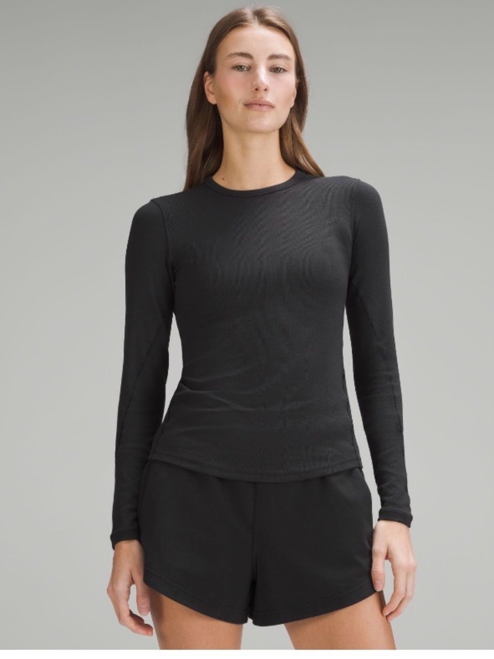 Lululemon Hold Tight Long-Sleeve Shirt Espresso Size 10 Ribbed Fitted Top